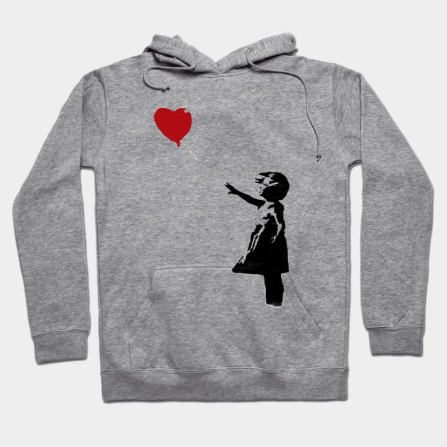 BANKSY Red Heart Balloon Girl Hoodie by inkstyl